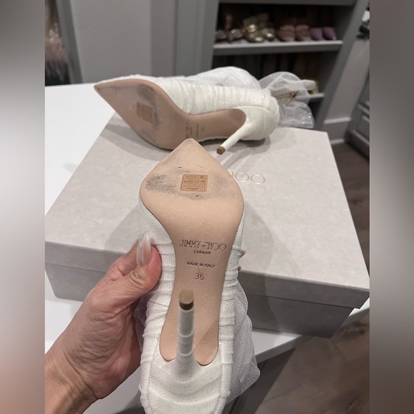 Jimmy Choo Lavish 100/36 Ivory , ✨white and silver ✨ - Picture 5 of 8